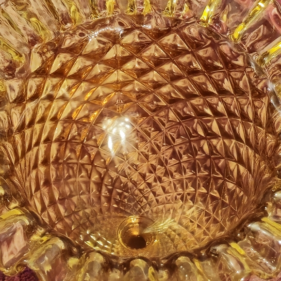 Viking Yesteryear Diamond Quilt Amber & Yellow Pedestal Candy Compote - Picture 4 of 5